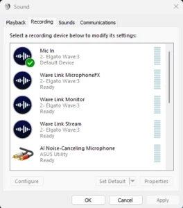 PC Linein Settings